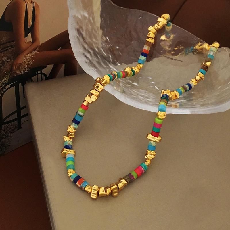 Винтажное богемное ожерелье-чокер из бусин с камнями для женщин