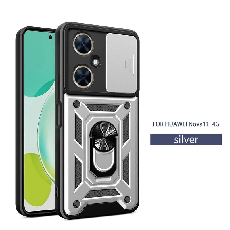 Slide Camera Armor Phone Case for Huawei Nova 11i Pro Y60 Y70 Y90 9 10 11 Se Y9a Y8s Y9s P30 40 Lite Car Holder Ring Back Cover