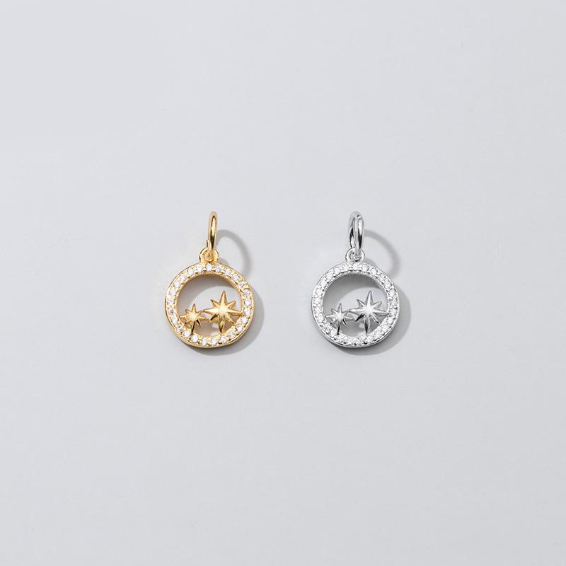 Hot Sale Fashion Gold Vermeil Star Disc Zircon Charm for Diy Charm Women Accessories