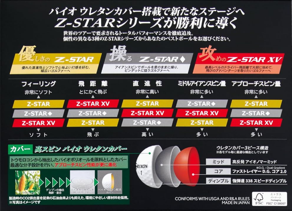 Srixon Z-STAR XV 2025 [Green] Golf Balls, 3-Piece, 2 Dozen Set (24 Balls)