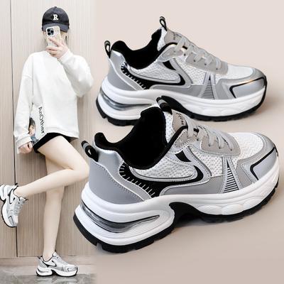 S1196 Новые туфли для папы, женские весенне-летние белые туфли, универсальные студенческие дорожные туфли, увеличивающие рост, дышащие, износостойкие с толстой подошвой