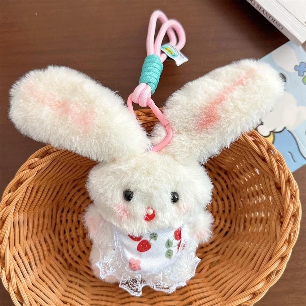 Soft Plush Rabbit Keychain Cute Long-eared Rabbit Pendant Girly Stuffed Keyring Women