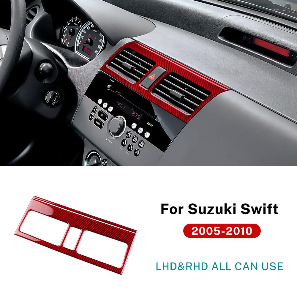 For Suzuki Swift Sport ZC31S ZC32S 2005 2006 2007 2008 2009 2010 Real Soft Carbon Fiber Car Console Air Outlet CD Trim Sticker.