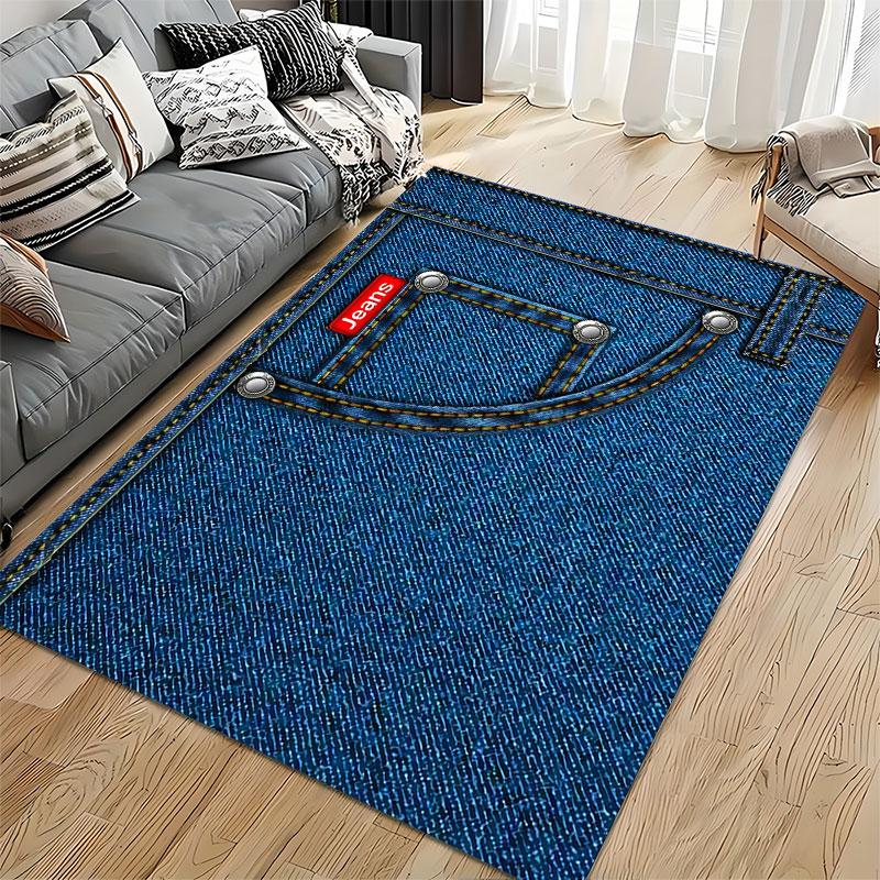 Denim Pocket Print Carpet suitable as a non-slip mat for the living room or bedroom sofa
