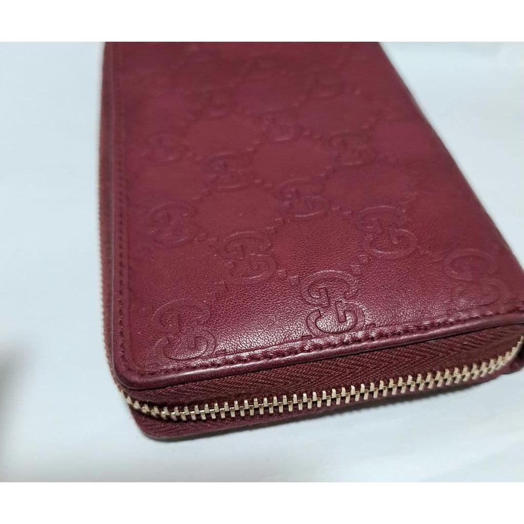 Used GUCCI Burgundy Leather Long Wallet