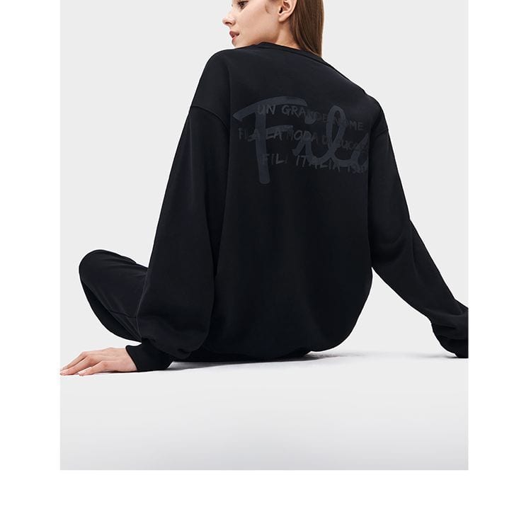 FILA Sweatshirts Unisex Jet Black Crew Neck Moderate Regular F11U248201F-BK
