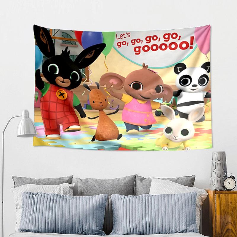 rabbit Bing Friends Garden Party Tapestry Playroom Tapestry, Accessories for Bedroom,Livingroom, dormitory Room Wall Decor Fan Birthday Gifts