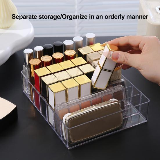 7 ячеек, органайзер для косметики, лоток для хранения, большая емкость, прозрачный дизайн, многоцелевой держатель для палитры теней для век