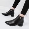 Fashion Ankle Boots Autumn/Winter Women's Pointed Toe Low Heel Solid Color Fleece Warm Short-Tube Boots Outdoor Anti-Skid Boots