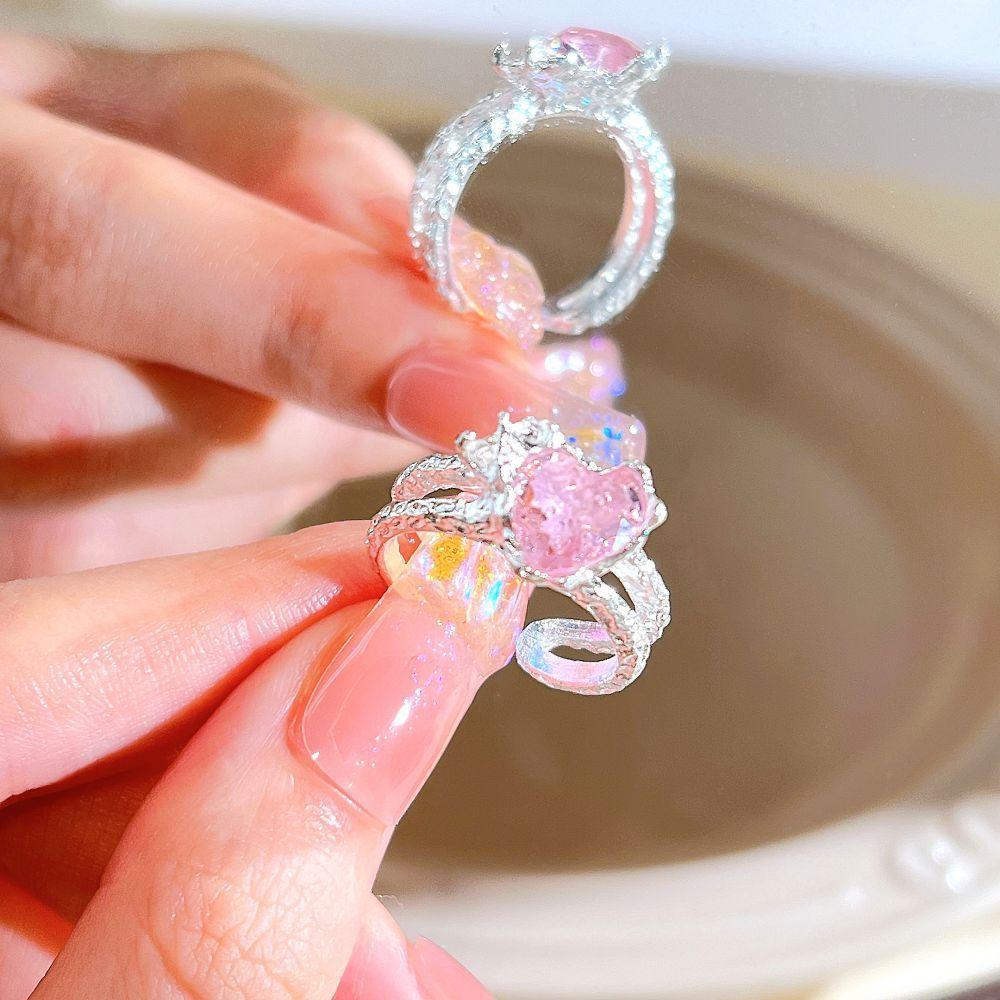 17KM Fashion Luxury Pink Baguette Cubic Zirconia Engagement Rings for Women Marquise Crystal Stone Wedding Party Jewelry Gift