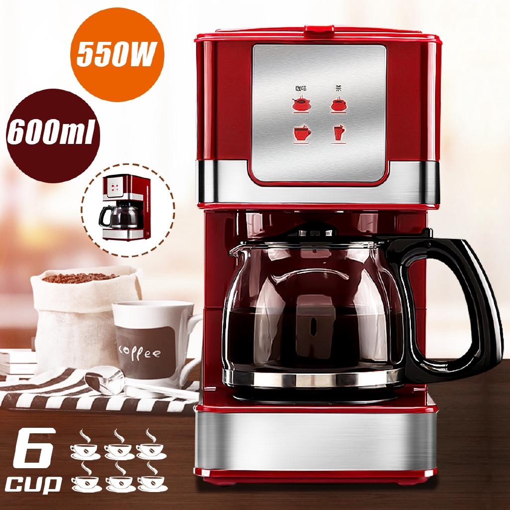 600ML 6 Cups Coffee Tea Machines Household Office American Style Drip Tea/Coffee Making Machine Coffee Machine 550W