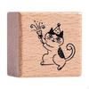 Cat Stamp Cute Animal 1.2 Inch for Kids Wooden Rubber Stamping Mailing Scrapbooking Letter