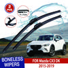 For Mazda CX3 DK 2015-2019 Car Windshield Wiper U-type Soft Rubber Frameless Bracketless Car Wipers 22"+18"