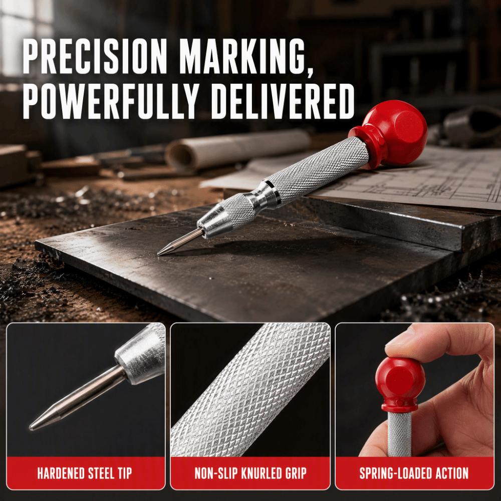 2pcs Knurled Grip Automatic Center Punch Hard Tip Metal Punch Tool Metal Working