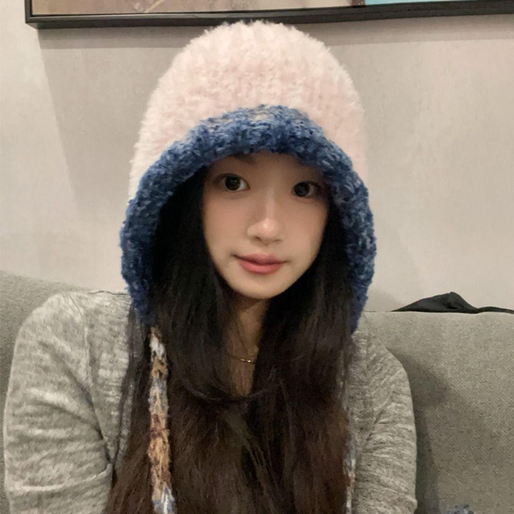 Foldable Long Band Plush Hat Plush Fisherman Cap High quality Bucket Hat  Women