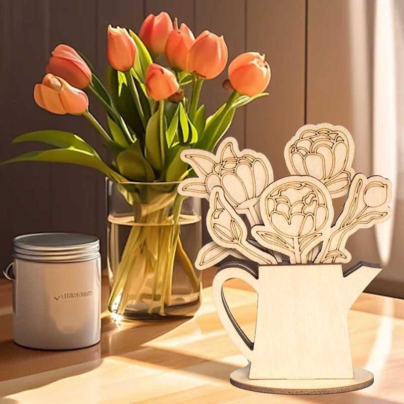 1 шт. Картина для украшения дома, поделки, букет, орнамент, ручная работа, сделай сам, деревянные креативные подарки, многослойные искусственные цветы, ваза для украшения