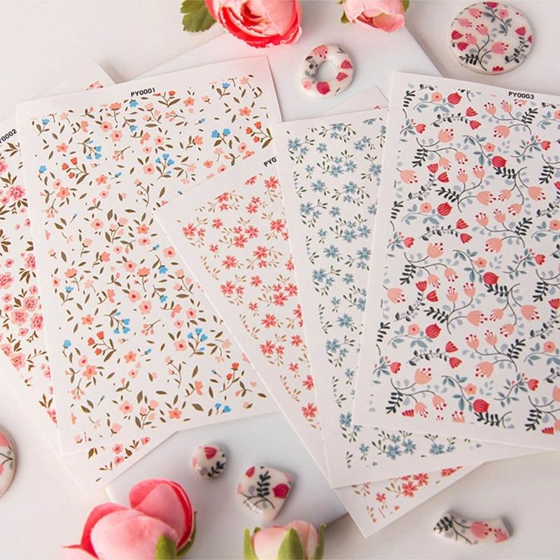 Бумага с водным переносом для глины для DIY-серьг из глины, Цветочный лист для переноса на глину, Бумага с цветами для керамической эмали, Декаль