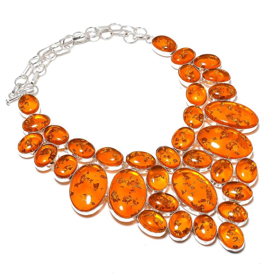 Балтийский янтарь Ручной работы Серебро 925 пробы Ювелирное изделие Ожерелье 18" D3P82