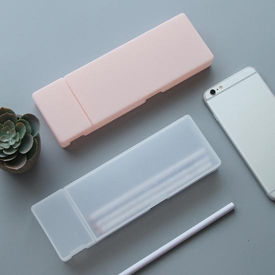 Semi-Transparent Plastic Large Pencil Capacity Pen Box Holder Case Stationery