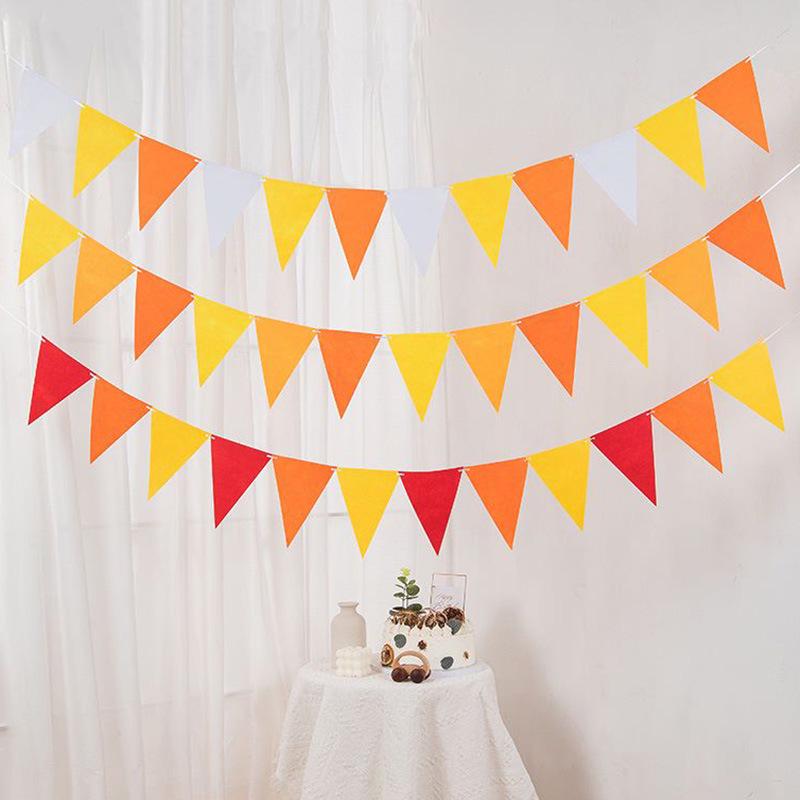 Yellow-Green Felt Pennant Bunting for Kids' Birthday or Kindergarten Decor