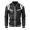 American-style PU leather jacket for men, men's jacket, American PU leather jacket, new stand-collar motorcycle apparel, versatile trendy