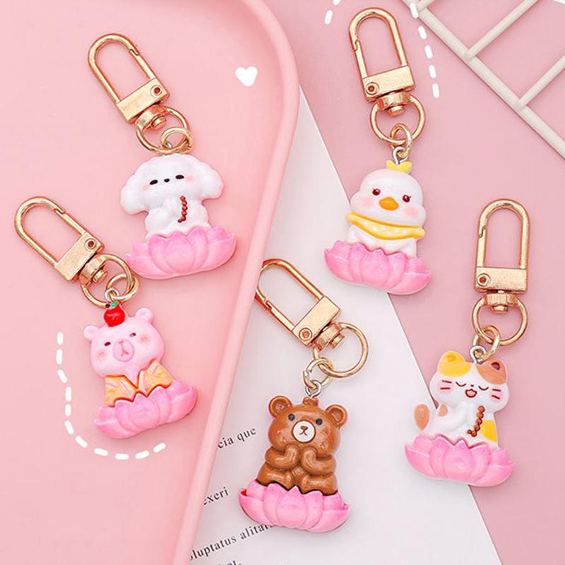 Мультфильм Будда Щенок Сидящий Лотос Сиденье Животное Брелок Милый Медведь Маленькая Свинья Кукла Сумка Подвески Брелок Украшения Подарок На День Рождения