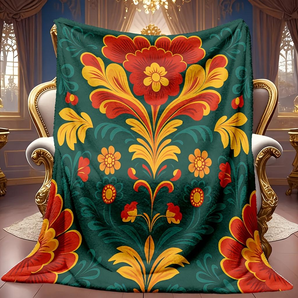 Floral Pattern Blanket Soft High-Definition Digital Print Cooling Blanket Soft Breathable 100% Polyester Perfect Gift All-Season Family and Friends Gi
