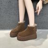 8 Маленькие модные зимние ботинки на толстой подошве, увеличивающие рост, из кожи, для женщин, новинка зимы 2025 года, короткие ботинки с бархатной теплой подкладкой