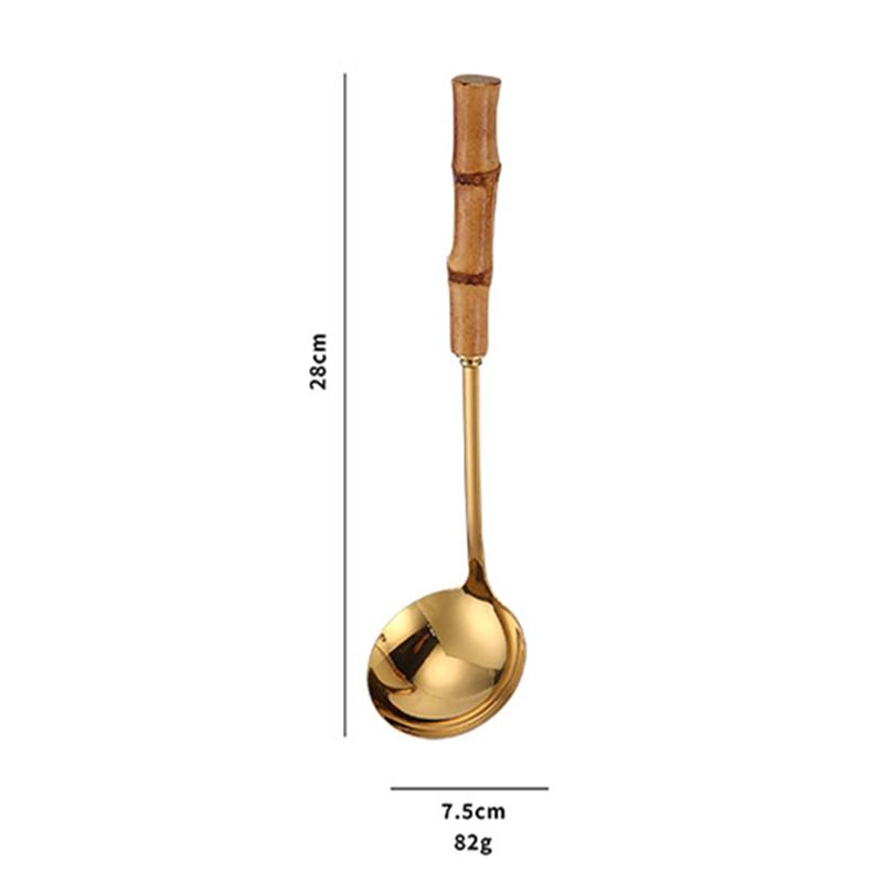 Нержавеющая сталь Суповой половник-дуршлаг с деревянной ручкой Защита от ожогов Половники для горячего горшка Сервировочные столовые ложки Кухонная утварь