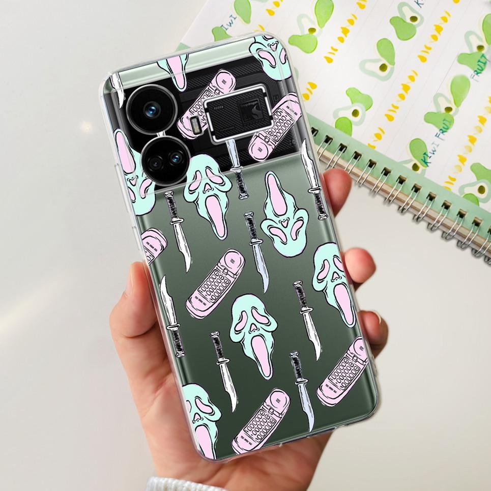For Realme GT5 Case Clear Silicone Soft TPU Cover For OPPO Realme GT 5 RealmeGT5 Cases Flower Marble Jelly Bumper Coques