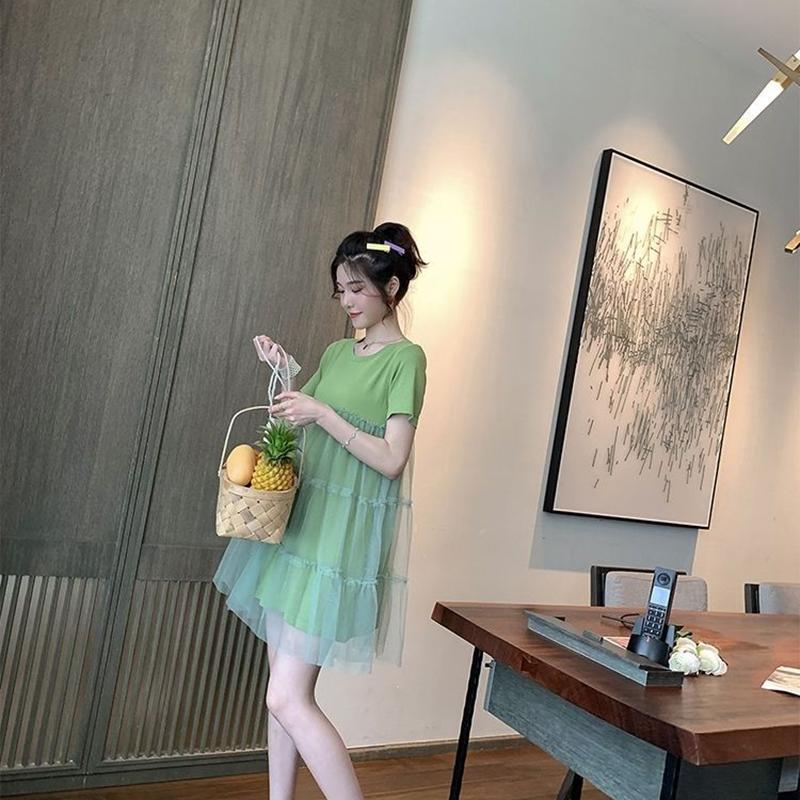 Summer Dress Loose Thin Short-sleeved Top Mid-length Summer Dress