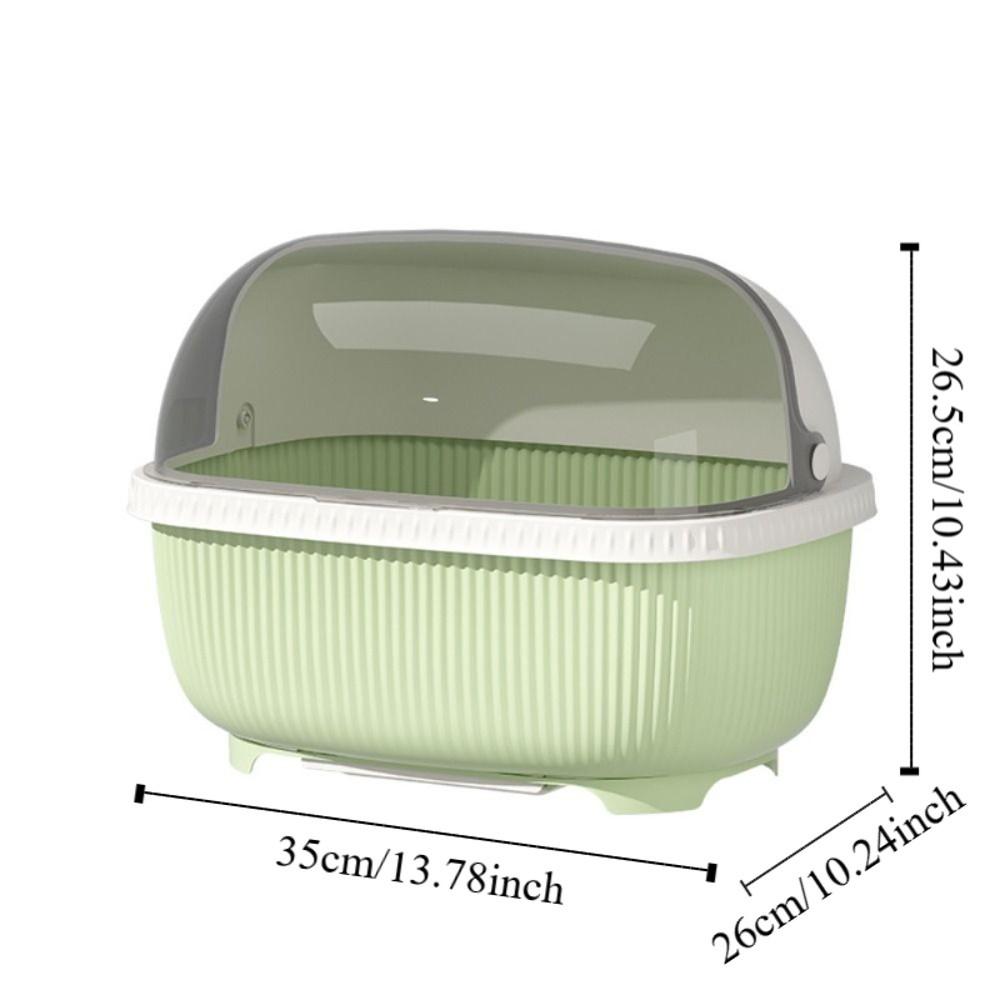 Large Capacity Dish Drainer With Roof Cover Plastic Multifunctional Dish Storage Rack with Drain Board Cupboard