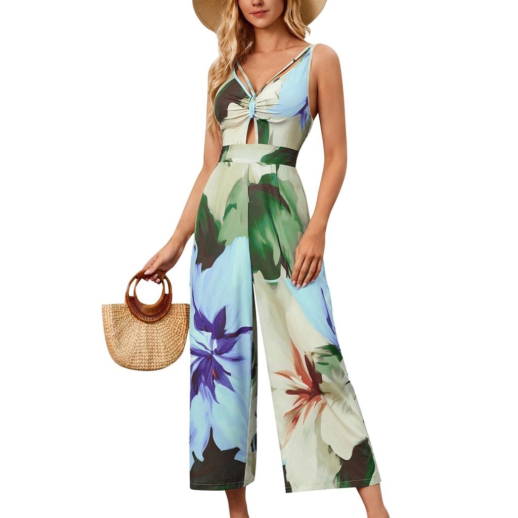 Женский повседневный модный сексуальный удобный крутой дышащий пояс с ботаническим цветочным принтом, свободный комбинезон