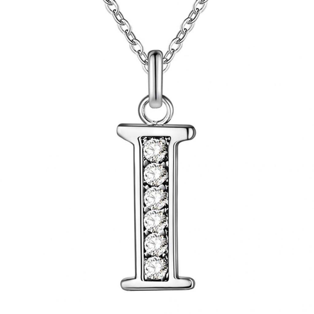 Simple Shiny Zircon 26 English Letters Pendant Women Men Thin Necklaces Jewelry MIT