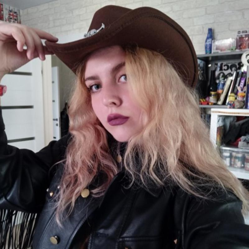 Western Cowboy Hat Cow Head Accessories Cowboy Hat Monochrome Felt Hat Women Big Brim Outdoor Knight Hat Autumn Winter Jazz Hat