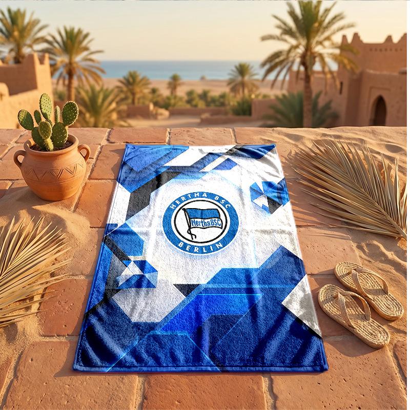 Hertha BSC FC Печатное Микрофибровое Пляжное Полотенце Быстросохнущее Впитывающее Большое Полотенце Для Пляжа Плавания Путешествий