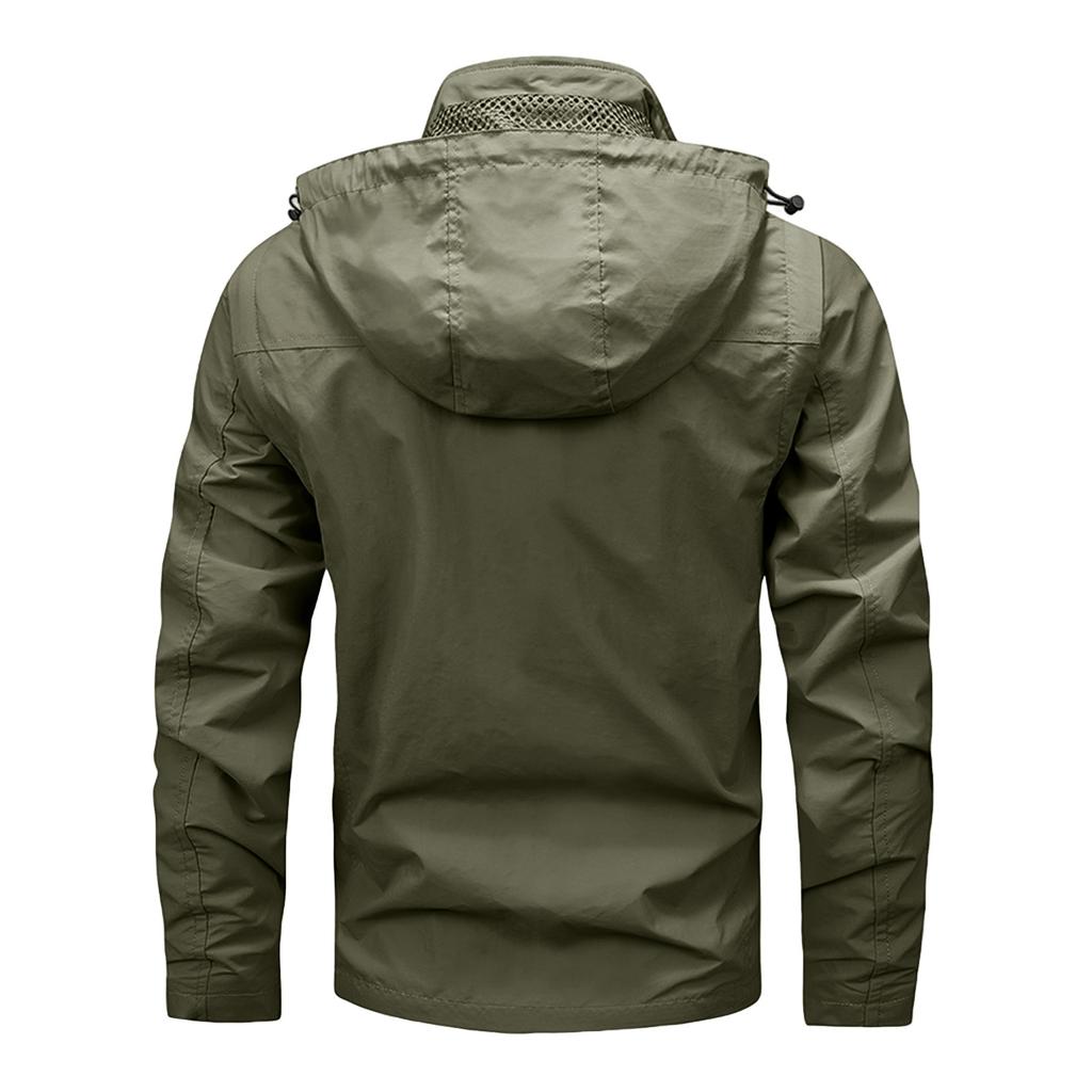 Men's Solid Color Detachable Outdoor Workwear Casual Loose Zipper Pocket Long Sleeve Jacket