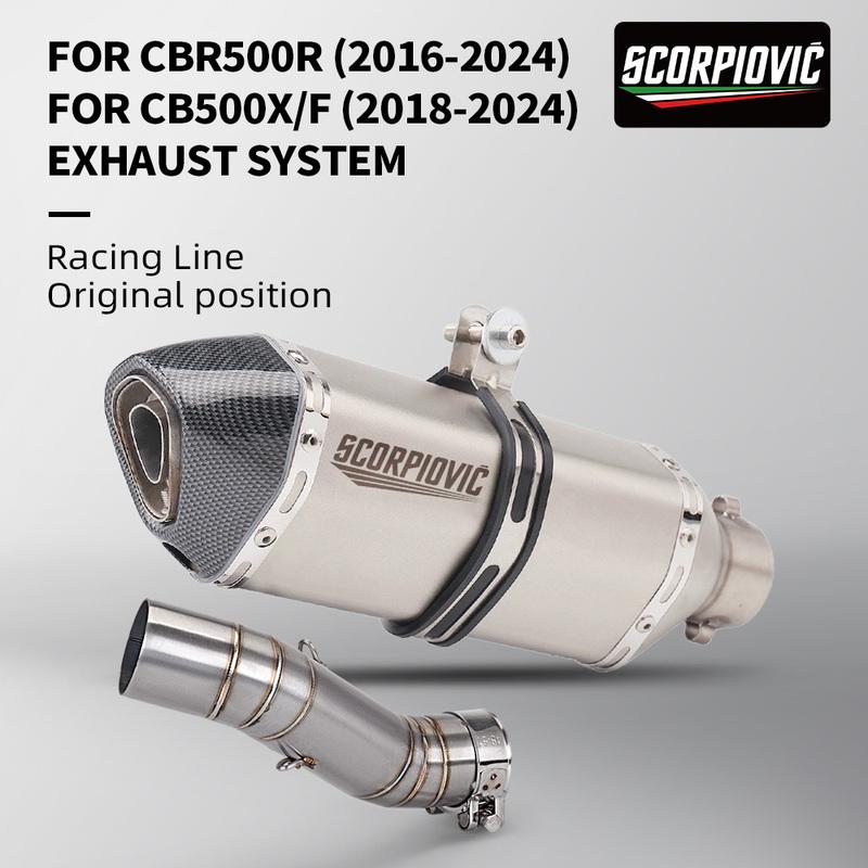 For CB400 CBR400 CB500F CB500X CBR500 CBR500R 2016 - 2022 Motorcycle Exhaust Escape Moto mid Link Pipe 51mm Muffler