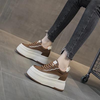 Модная весенняя обувь на танкетке, маленькие белые туфли, обувь на толстой подошве-маффин, женская обувь, увеличивающая рост, повседневная обувь, маленькая мужская обувь, одинарная обувь, зимние ботинки