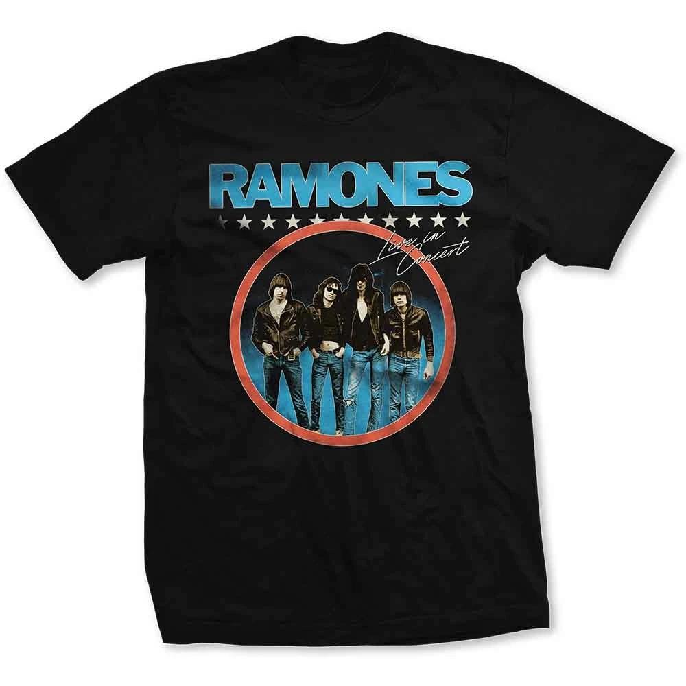 Ramones Circle Photo T-Shirt Black New