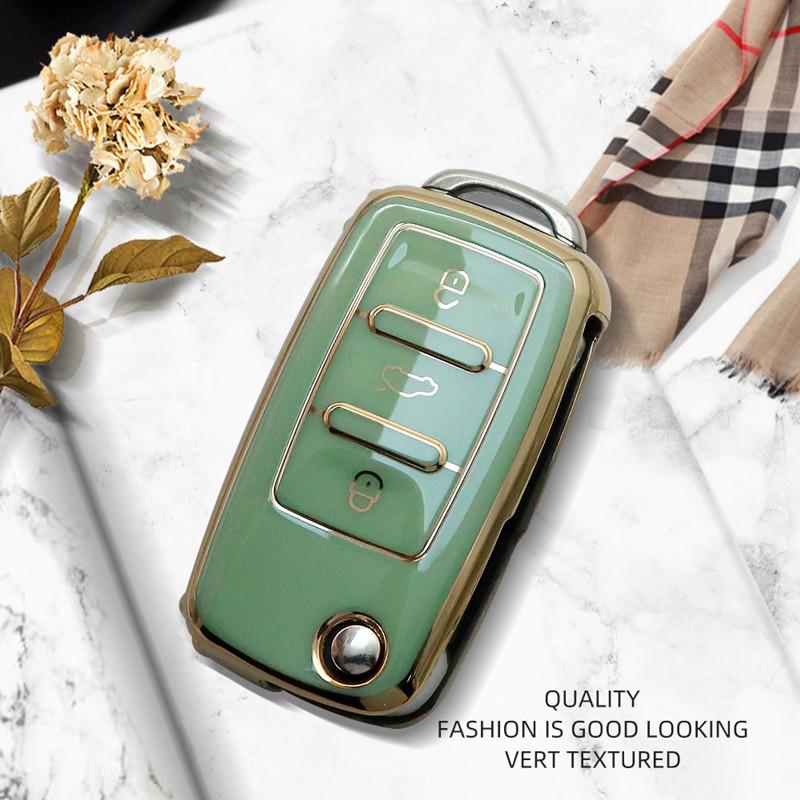Luxurious Remote Car Key Case Cover For Volkswagen Polo Golf Passat Tiguan Beetle Bora Jetta For Skoda Octavia For Seat
