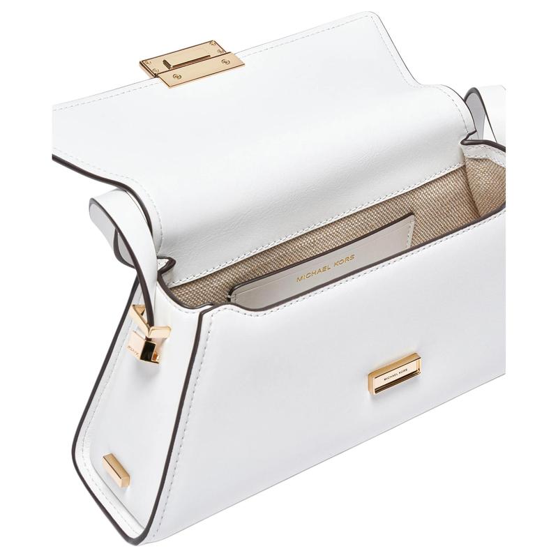 Michael Kors Ludlow Ludlow золотая фурнитура застежка-кнопка натуральная кожа сумка через плечо средняя женская белая