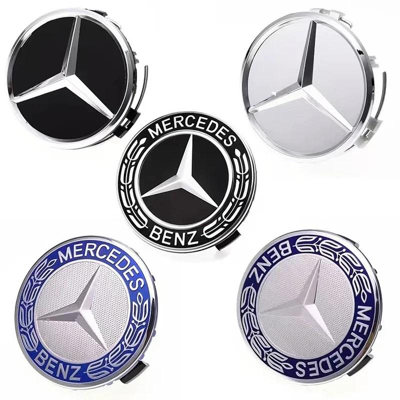 For Mercedes Benz 4PCS 75mm Metal Emblem Car Wheel Center Hub Cap Cover Badge For Mercedes Benz AMG GLK GLE GLC W203 W206 W220 W