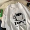 Чашка Котенка Равна Латте Женские Футболки Мультяшные Принты Топы Мягкая Футболка С Круглым Вырезом Летняя Одежда Графические Футболки