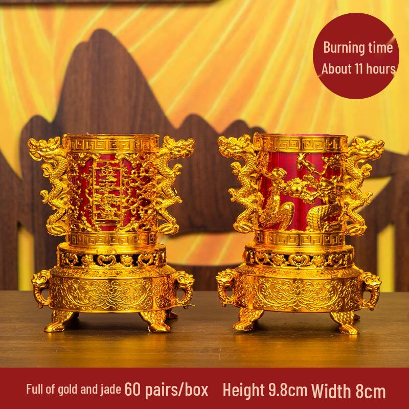 Smokeless Crystal Candle for Buddha Offerings, Housewarming, or New Year Celebrations - Windproof Red Butter Lamp