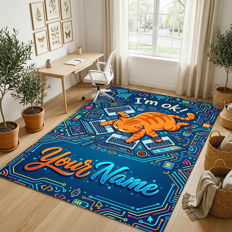 Sweet Treats Theme Soft Crystal Velvet Rug Custom Name & Text Print Non Slip Floor Rug for Bedroom Living Room