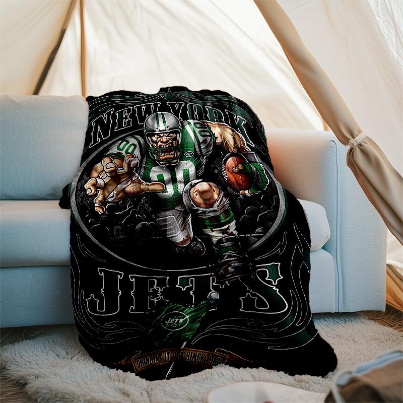 New York Jets logo printed blanket—lightweight,soft,warm;versatile blanket all seasons—perfect as &air-conditioning throw,nap blanket