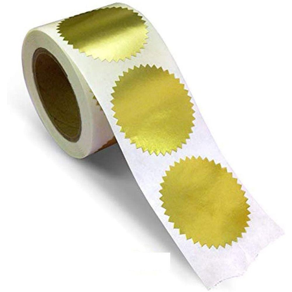 Gold Award Stickers Round Paper Labels Serrated Edge Steel Seal Label  Certificates
