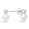[Q1055] - Silver 'Sissi' Earrings Silver Ivory (rhodium Plated) - 9x4 Mm