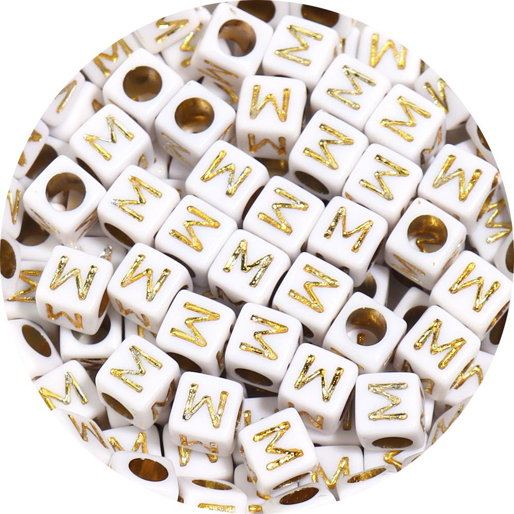 100pcs/lot 4.5 6mm Gold Letter Acrylic Square Beads Large Hole Loose Alphabet Beads For DIY Craft Bracelet Earrings Accessories